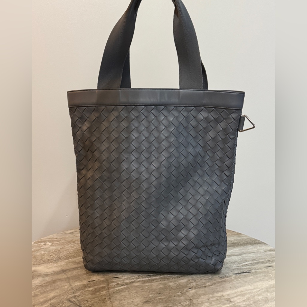 Bottega Veneta Intrecciato Leather Tote Bag Gray Woven Large Shoulder Shopper